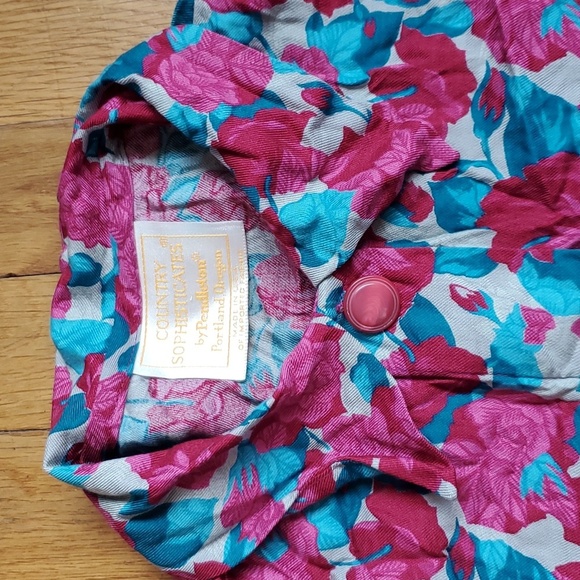 Country Sophisticates By Pendleton floral button down Size 10 Vintage - Picture 4 of 13